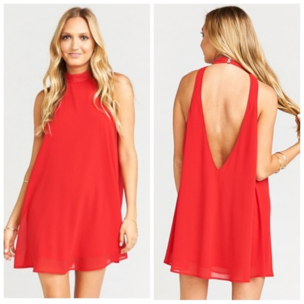 Show Me Your Mumu Red “V Right Back” Mini Dress, XS